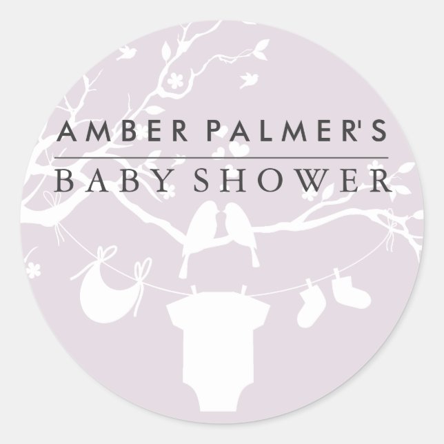 Pegatina de Baby Shower de Aves de Amor (Anverso)