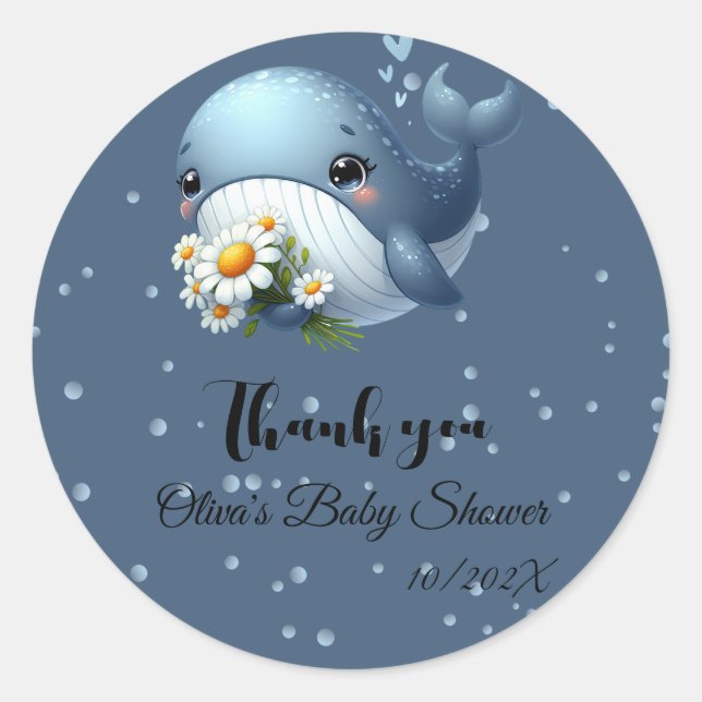 Pegatina de Baby Shower de ballena para bebé (Anverso)