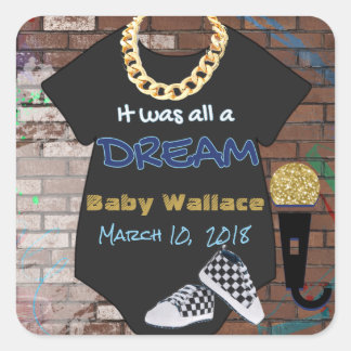 pegatina de Baby Shower de Hip Hop BOY 90
