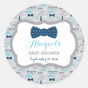Pegatina de Baby Shower de Little Man, Baby Blue,