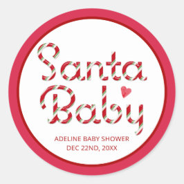 Pegatina de Baby Shower de Navidad Santa Baby Rojo