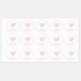 Pegatina de Baby Shower de Round Pink Heart Bow