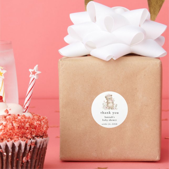 Pegatina de Baby Shower de Vintage Bear Woodland (Fiesta)