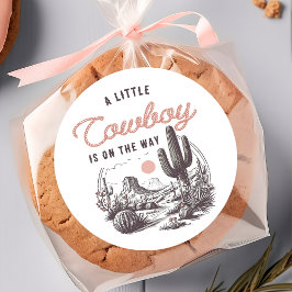 Pegatina de Baby Shower Desert Western Cowboy