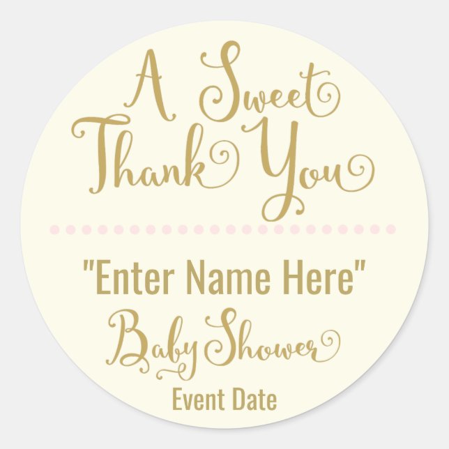 PEGATINA de Baby Shower | dulce gracias (Anverso)
