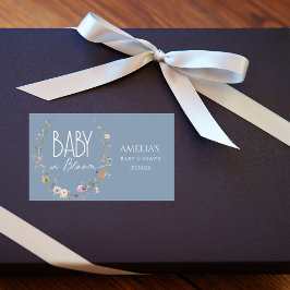Pegatina de Baby Shower Dusty Blue Wildflower