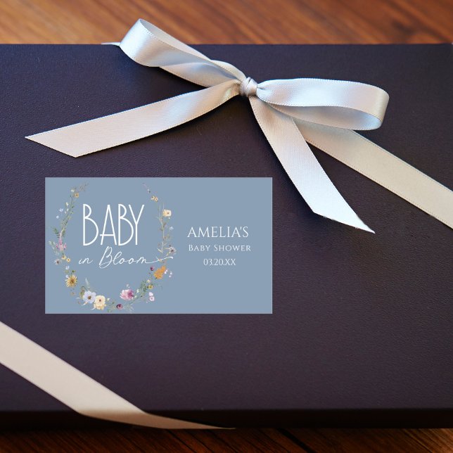 Pegatina de Baby Shower Dusty Blue Wildflower (Subido por el creador)