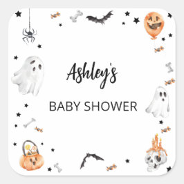 Pegatina de Baby Shower Little Boo Halloween