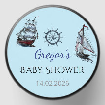 Pegatina de Baby Shower Nautical Editable