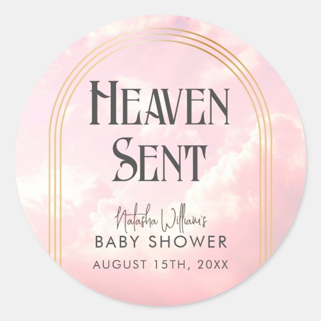 Pegatina de Baby Shower Pastel Pink Clouds enviado (Anverso)