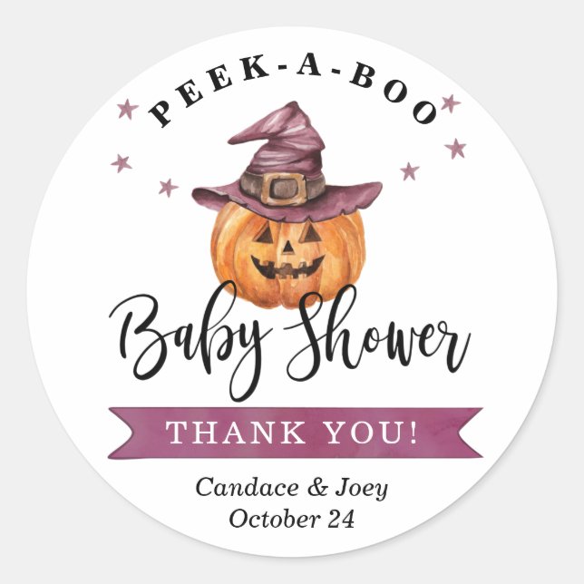 Pegatina de Baby Shower Peek-a-Boo (Anverso)