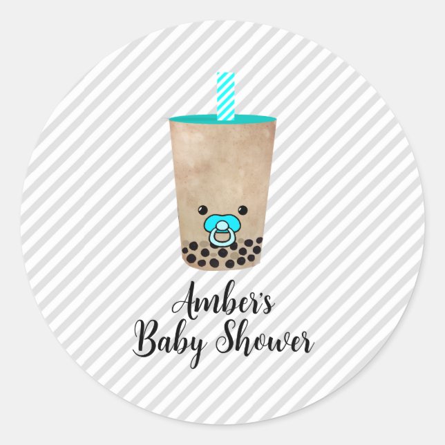 Pegatina de Baby Shower personalizado inspirado en (Anverso)