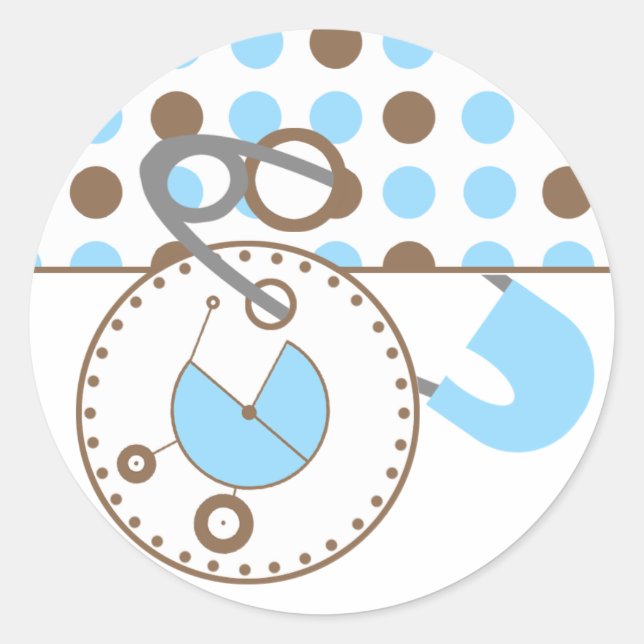 Pegatina de Baby Shower - puntos de Polka de pinza (Anverso)