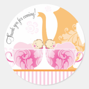 Pegatina de Baby Shower Tea Party a favor   Chicas