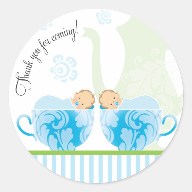 Pegatina de Baby Shower Tea Party a favor | Niños  (Anverso)