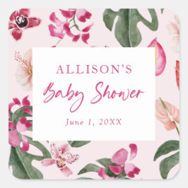 Pegatina de Baby Shower tropical