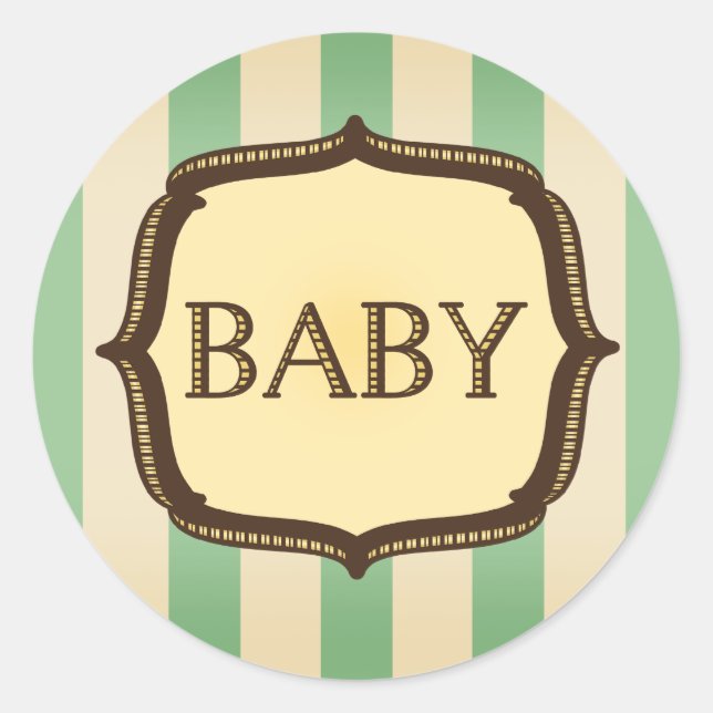 Pegatina de Baby Shower verde: bandas antiguas (Anverso)