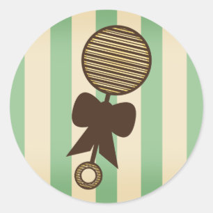 Pegatina de Baby Shower verde - Vintage Rattle