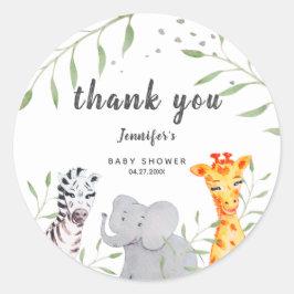 Pegatina de Baby Shower Wild One Safari Animals