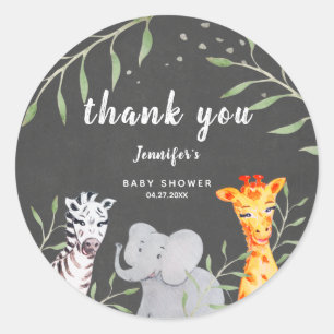 Pegatina de Baby Shower Wild One Safari Animals