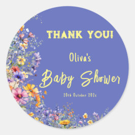 Pegatina de Baby Shower Wildflowers