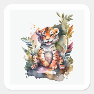 Pegatina de Baby Tiger Square