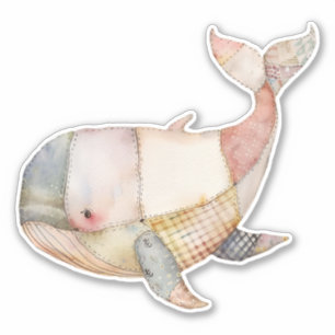 Pegatina de Ballenas de Patchwork