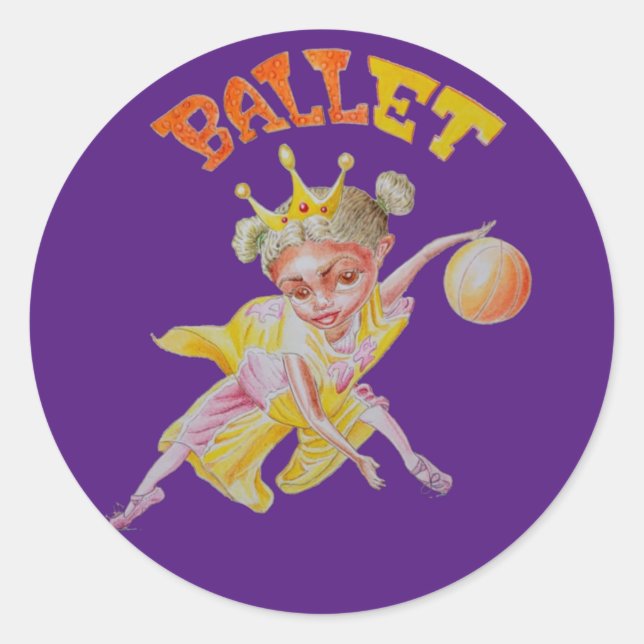 Pegatina de Ballet Chica de Baloncesto (Anverso)