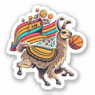 Pegatina de baloncesto Cute Llama