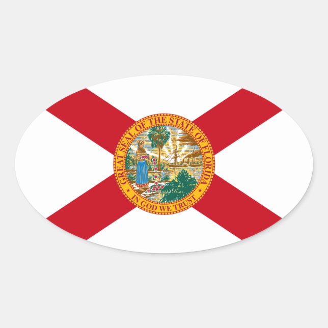 Pegatina de bandera de Florida Oval (Anverso)