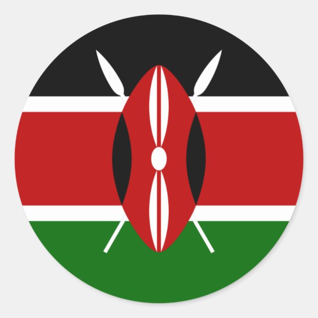 Pegatina de bandera de Kenia (Anverso)