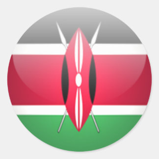 Pegatina de bandera de Kenia redonda