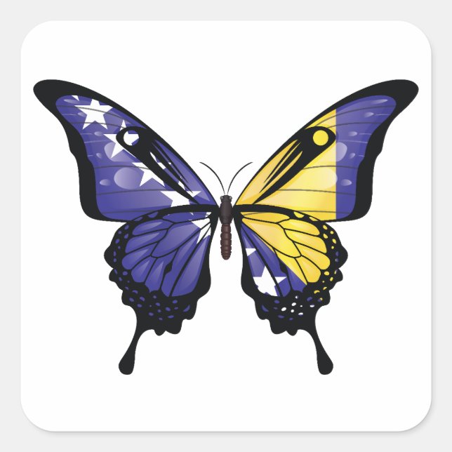Pegatina de Bandera de Mariposa de Bosnia y Herzeg (Anverso)
