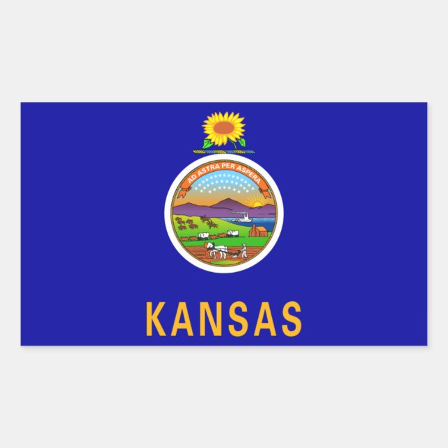 Pegatina de Bandera del Estado de Kansas (Anverso)