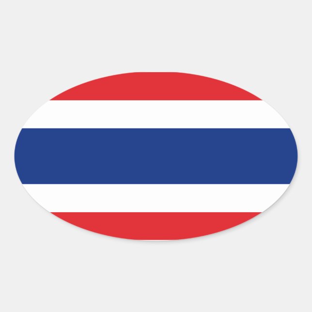 Pegatina de Bandera Oval de Tailandia (Anverso)