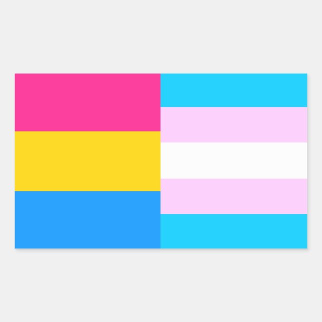 Pegatina de banderas de orgullo pansexual/trans (Anverso)