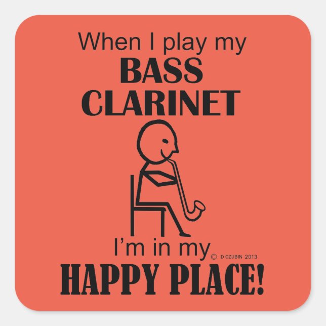 Pegatina de Bass Clarinet Happy Place Square (Anverso)