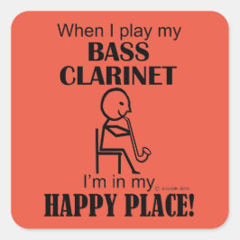Pegatina de Bass Clarinet Happy Place Square