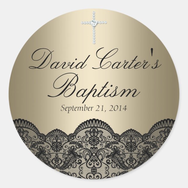 Pegatina de bautismo de bonito y cruzado de oro (Anverso)