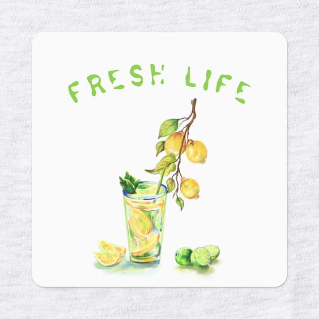 Pegatina de Bebida Fresca de Limón - Texto Persona (Diseño 1)