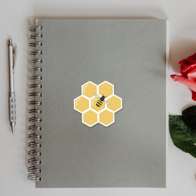 Pegatina de Bee and Honeycomb (Bee and Honeycomb Sticker)