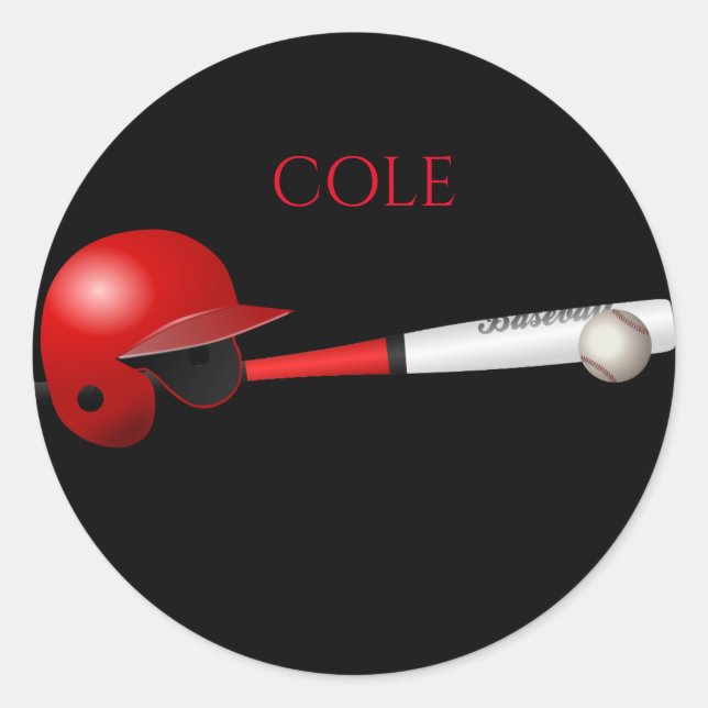 Pegatina DE BÉISBOL CON NOMBRE DE NIÑO. (Anverso)