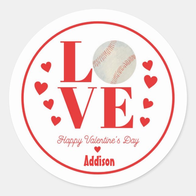 Pegatina de Béisbol Valentine, AMOR Béisbol (Anverso)