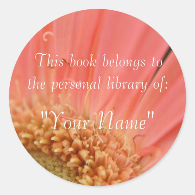 Pegatina de biblioteca personal Soft Pink Gerbera (Anverso)