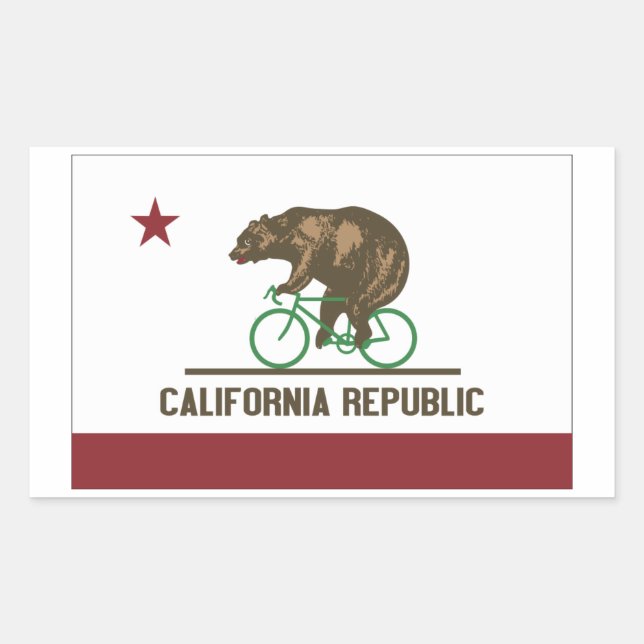 Pegatina de Bicicleta de Oso de California (Anverso)