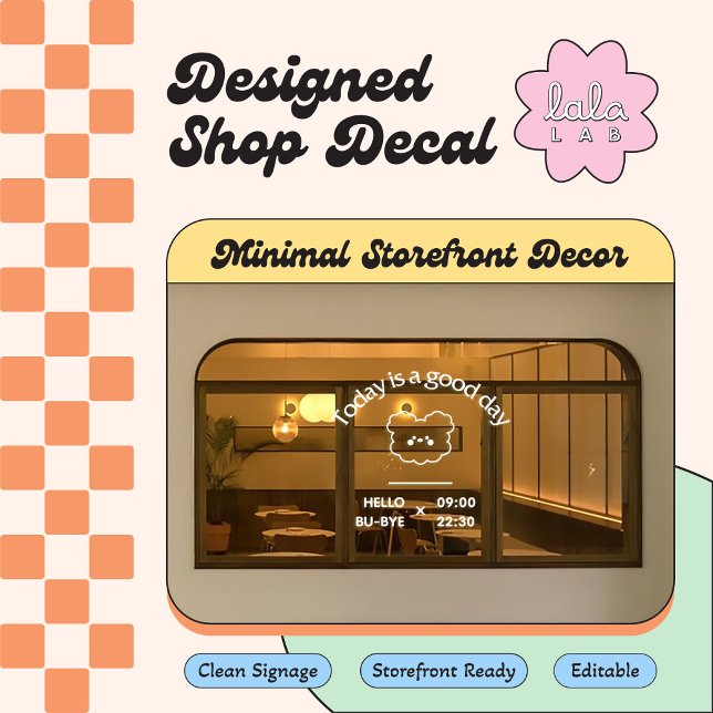 Pegatina de bienvenida de moda blanca para cafeter (Subido por el creador)