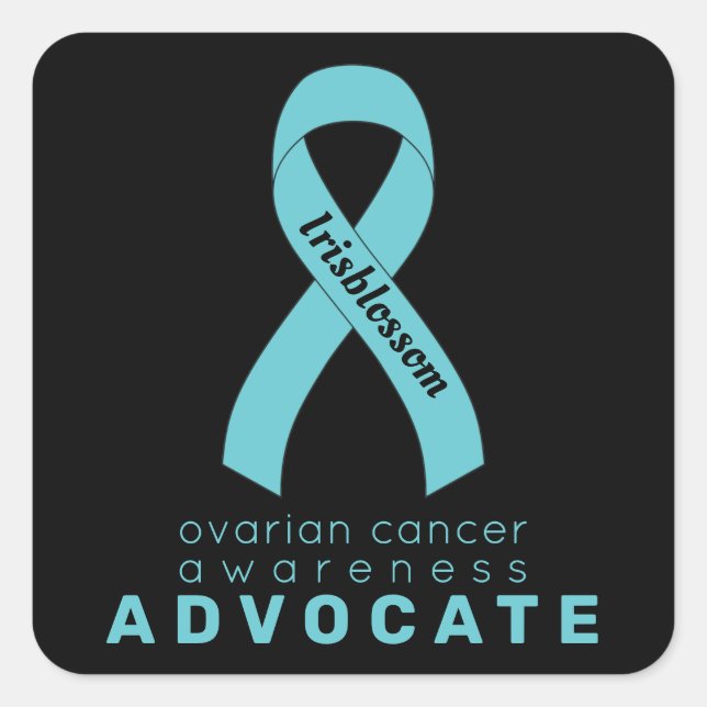 Pegatina de Black Square de Ovarian Cancer Advocat (Anverso)