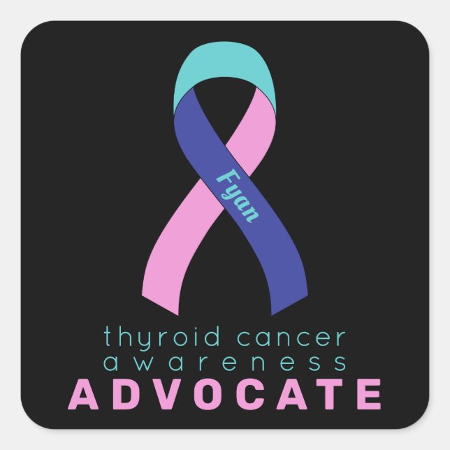 Pegatina de Black Square de Thyroid Cancer Advocat (Anverso)