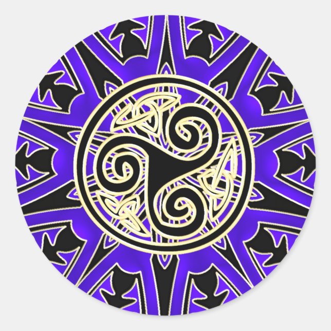 Pegatina de Blue Celtic Triskele Mandala (Anverso)