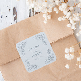 Pegatina de Boda azul vintage